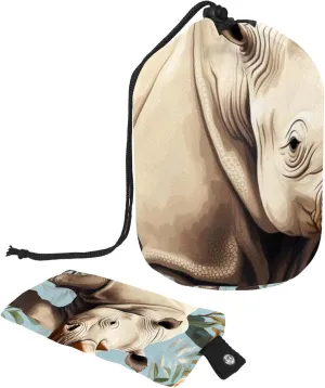 Beautiful Flowers with Rhino 53 Travel Cosmetic Bags Makeup Bag for Women, Foldable Drawstring Travel Cosmetic Bags, Portable Toiletry Bucket Bag