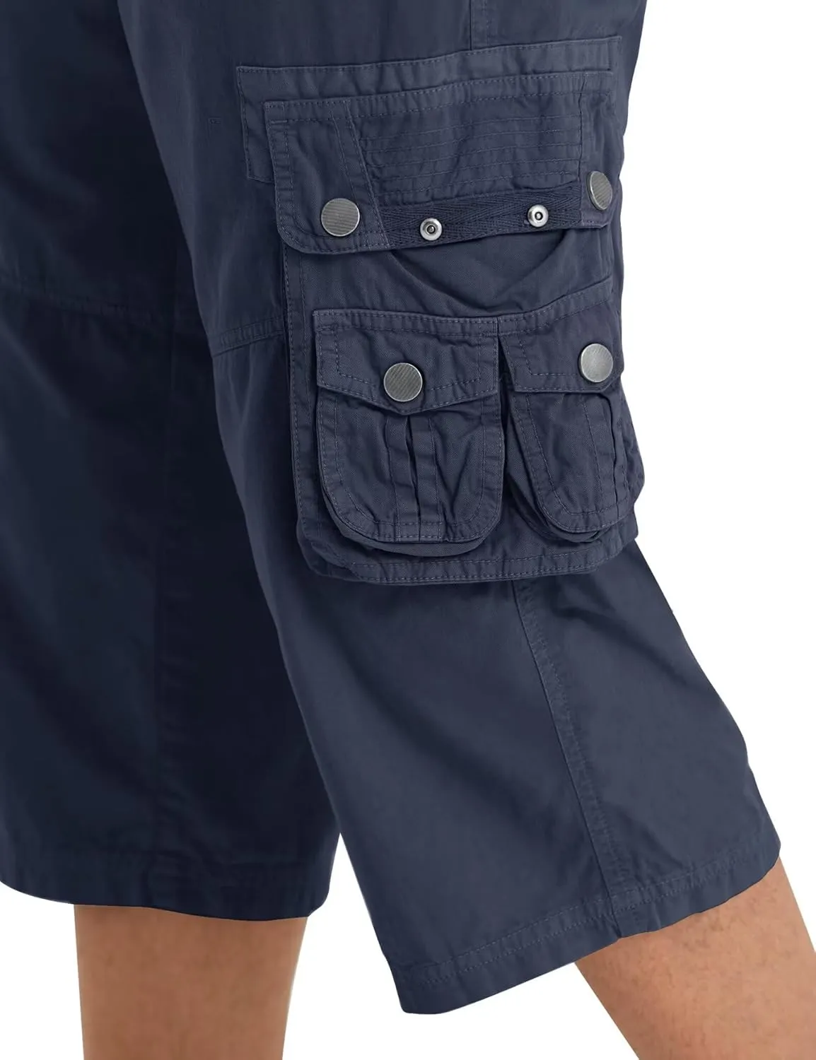 BEST SOUTH 3/4 Capri Long Cargo Shorts for Men Below Knee 18 Inches Pants Cotton