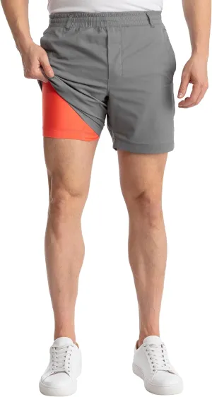 birddogs Mens Khaki Shorts  Casual, Slim Fit, Stretch Shorts with Built-in Liner for Comfort  Regular Length, 7 Inseam