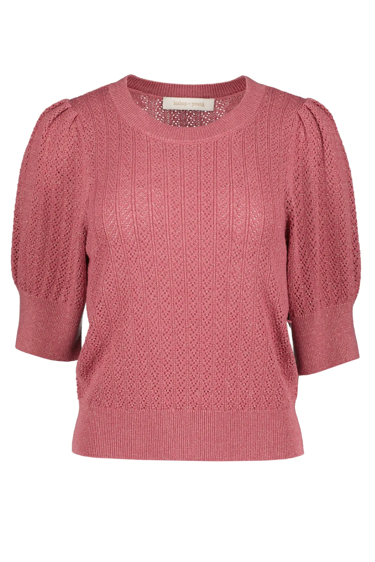Bishop And Young Sienna Puff Sleeve Metallic Sweeter In Magenta