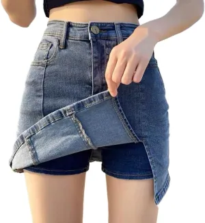 Bloomy Skorts, Bloomy Jean Skorts, Casual Y2K High Waisted Side Split Mini Skirts