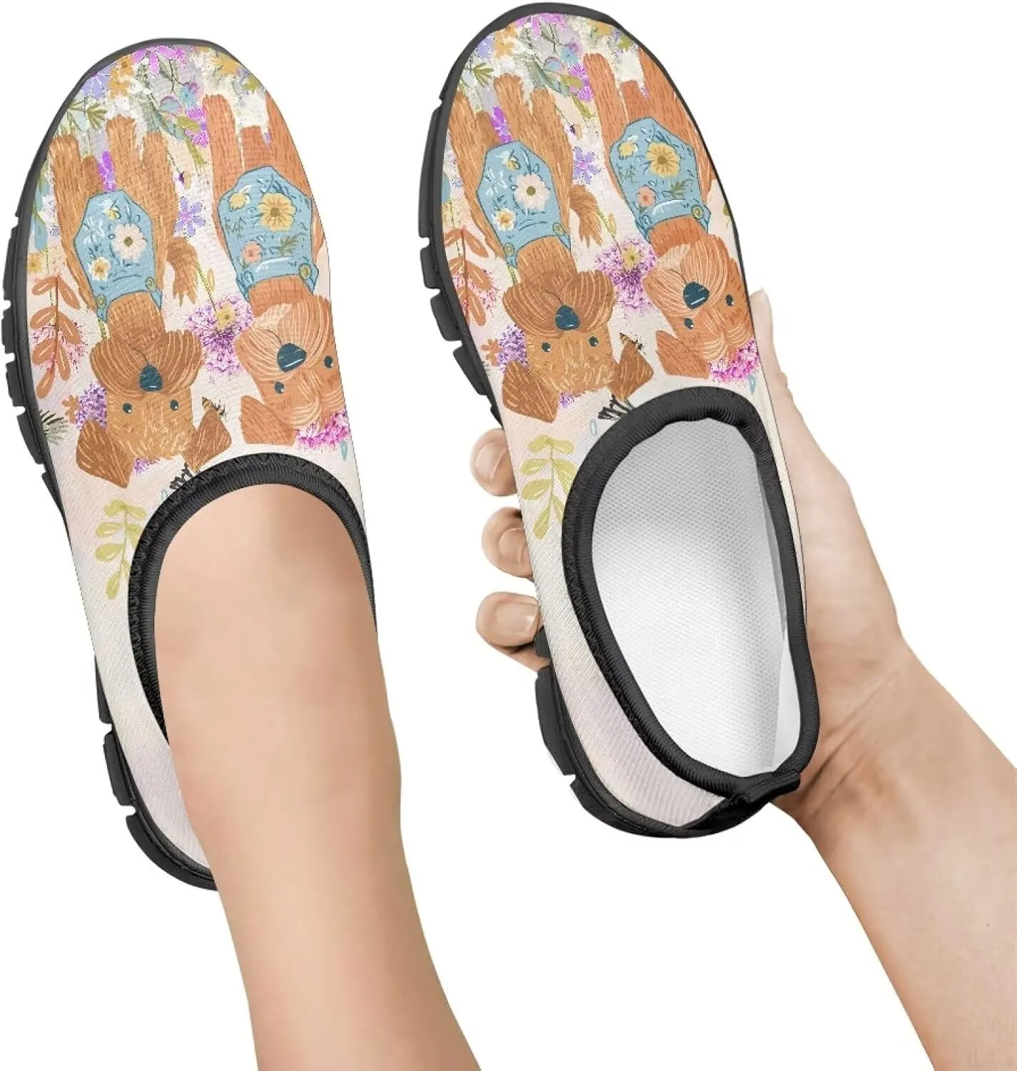Boys Girls Slip Ons Flat Lightweight Sneakers Walking Casual Loafers Comfortable Art Painted Travel Outdoor Shoes for Big Kids US Size 11-15