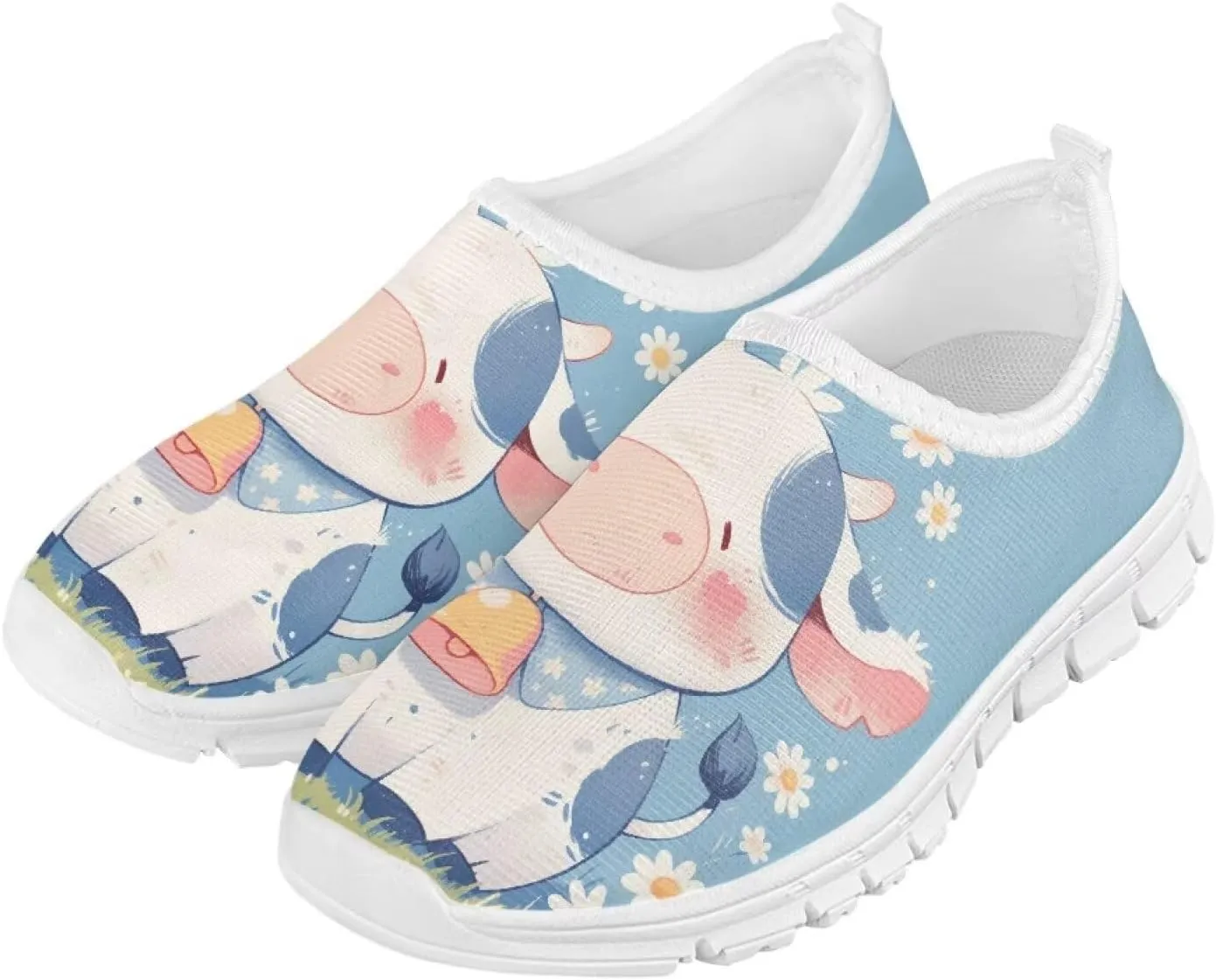 Boys Girls Slip Ons Flat Lightweight Sneakers Walking Casual Loafers Comfortable Art Painted Travel Outdoor Shoes for Big Kids US Size 11-15