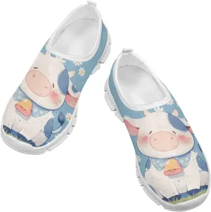 Boys Girls Slip Ons Flat Lightweight Sneakers Walking Casual Loafers Comfortable Art Painted Travel Outdoor Shoes for Big Kids US Size 11-15