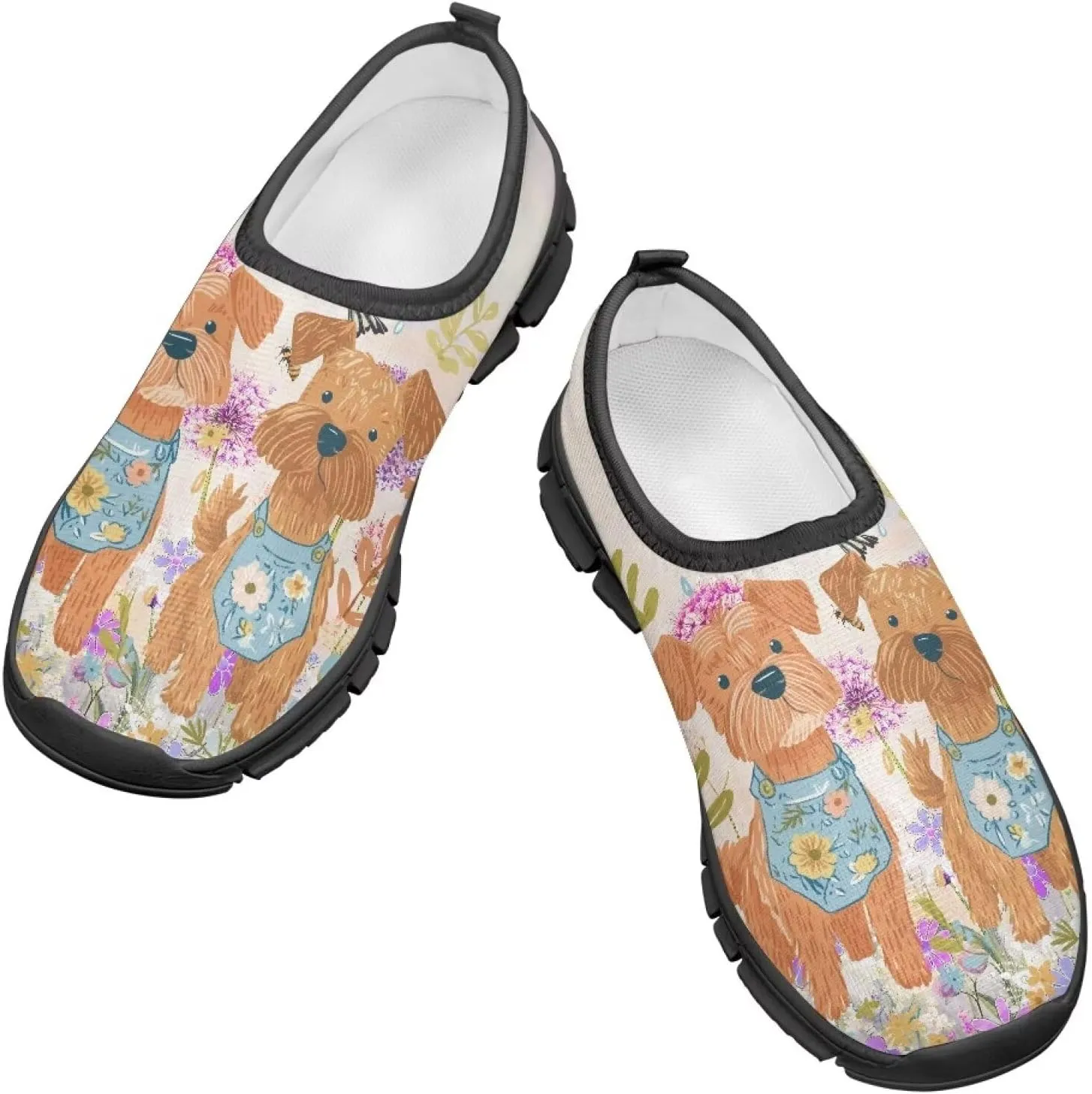 Boys Girls Slip Ons Flat Lightweight Sneakers Walking Casual Loafers Comfortable Art Painted Travel Outdoor Shoes for Big Kids US Size 11-15