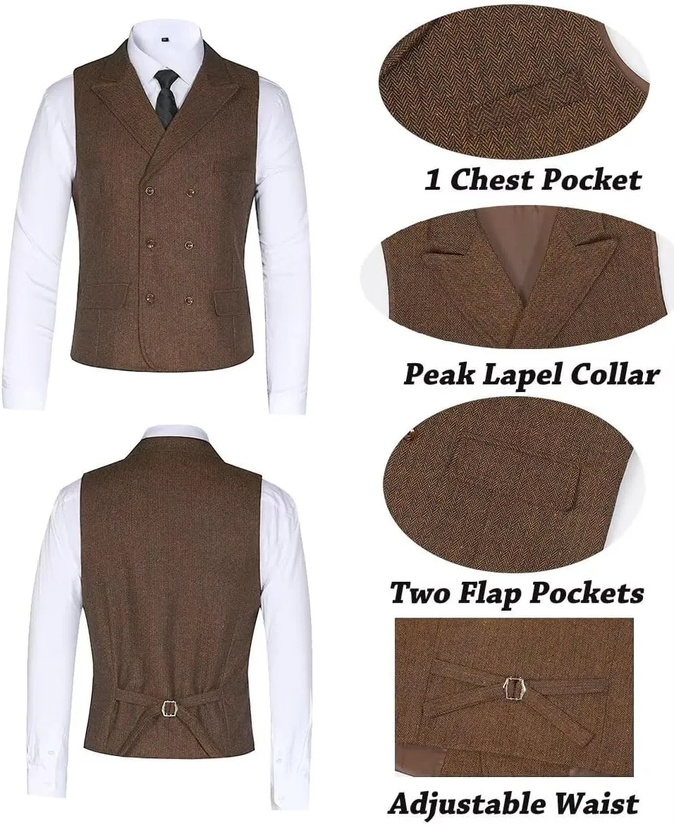 Boys Tweed Suit 3 Piece Tuxedo Suit for Boys Two Button Suits Jackets Vest Pants Set for Kid