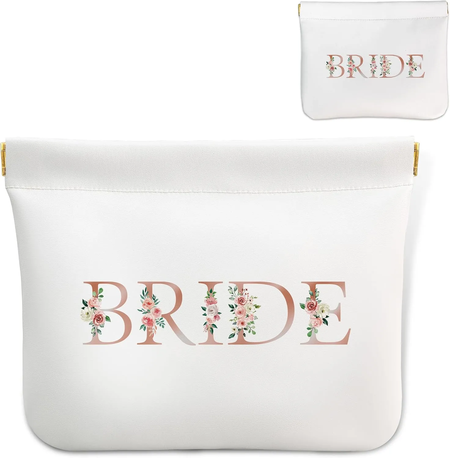 Bride Makeup Bag Leather Makeup Pouch Cosmetic bags for Women, Small Travel Toiletry Bag Makeup Organizer Bag, Bridesmaid Gift for Her, Bridesmaid Favor for Bachelorette Party and Bridal Shower, 03