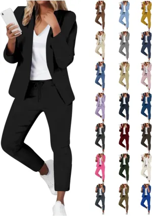 Business Sets Women 2 Piece Outfits Dressy Blazer Jackets High Waisted Straight Leg Pants Suits Casual Office Sets