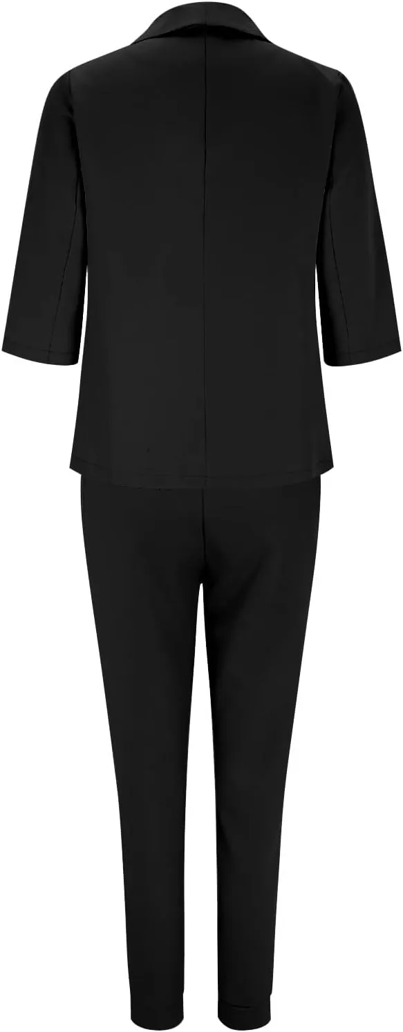 Business Sets Women 2 Piece Outfits Dressy Blazer Jackets High Waisted Straight Leg Pants Suits Casual Office Sets