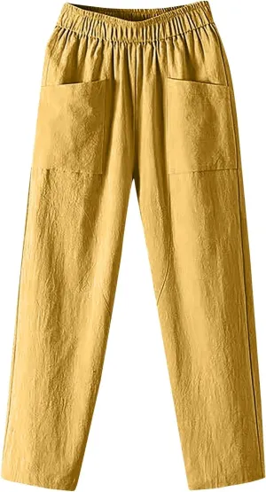 Capri Sweatpants for Women Straight Leg Loose Casual Pants Linen Peasant Lounge