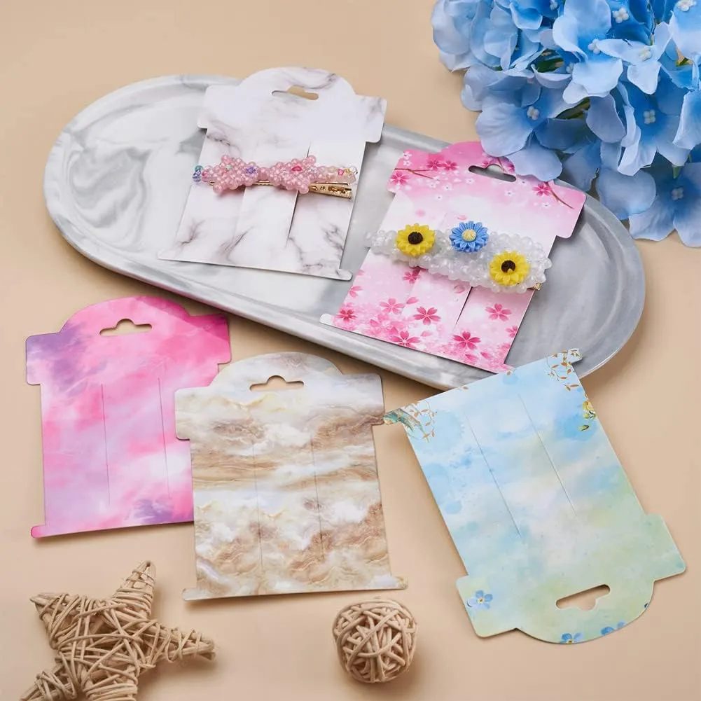 Cheriswelry 100Pcs Hair Clip Display Cards Rectangle Cardboard Hair Clip Display Cards Hair Bow Holder Cards 4.33x3.15Inch for Hair Accessories Display Organization