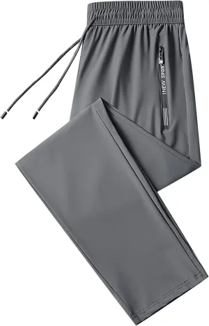 Chinos Pants Men Elastic Waist Drawstring Athletic Pants Quick Dry Lightweight Jogging Hiking Pants Plus Size Baggy Trousers