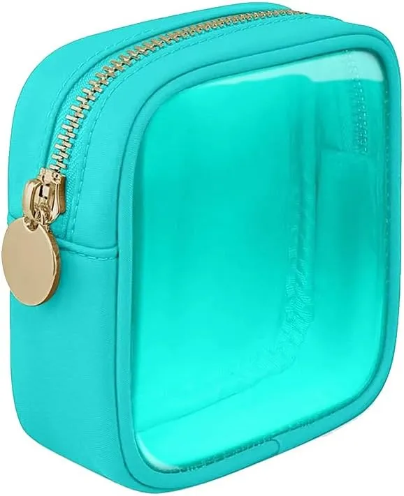 Clear Cosmetic Makeup Bag PVC Toiletry Bag Cosmetic Pouch Case Travel Mini Make up Bag Nylon with Zipper for Women Girls Green