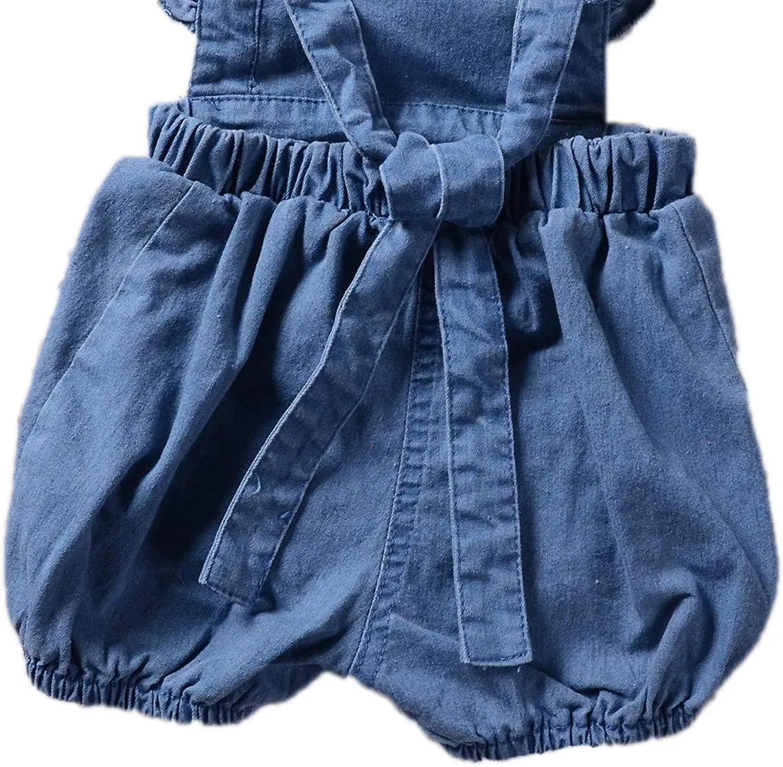 Colorful Childhood Newborn Baby Rompers Toddler Girls Denim Jumpsuits Infant Ruffles Bodysuits Folds Outfits Jean Romper