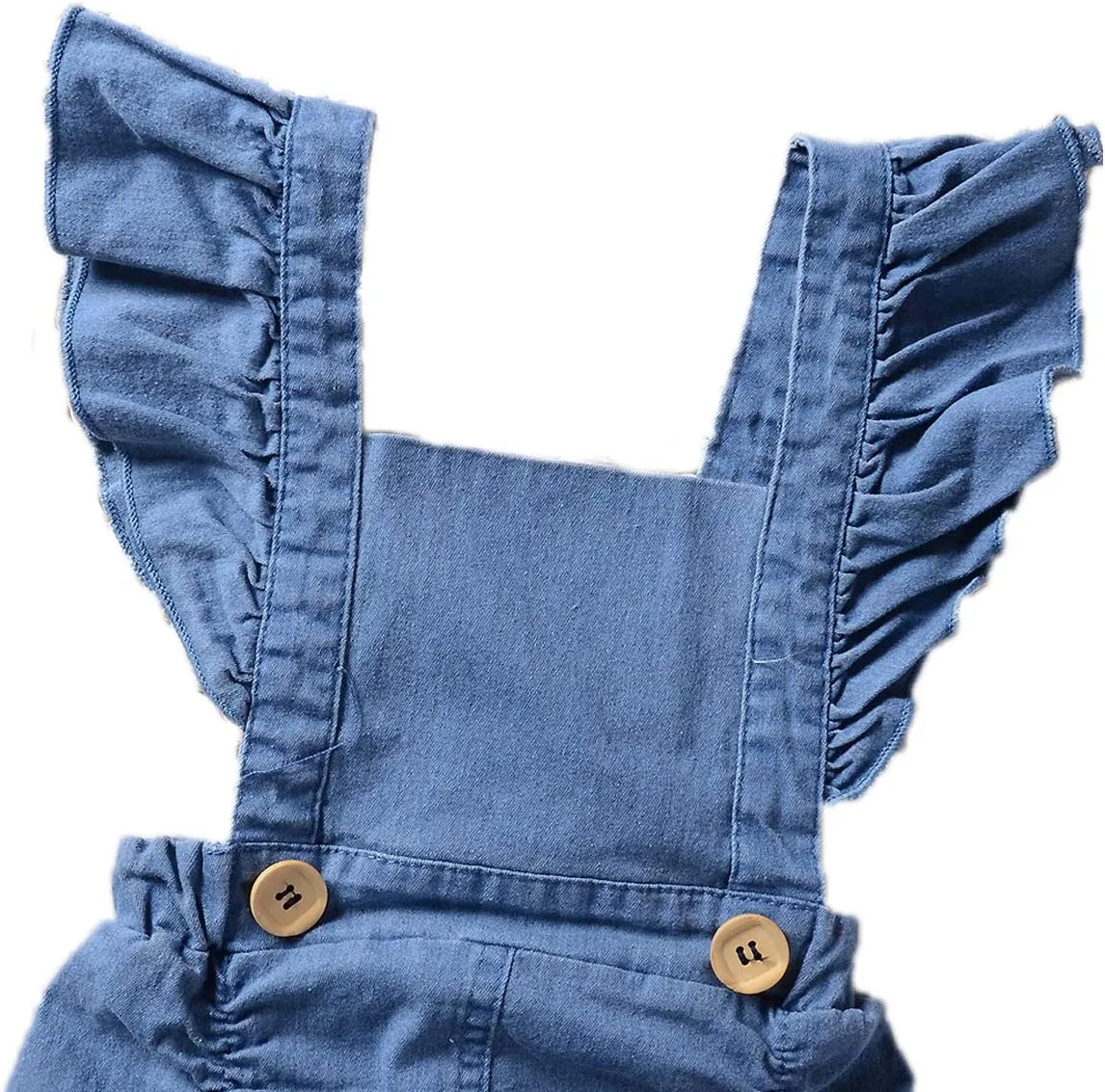 Colorful Childhood Newborn Baby Rompers Toddler Girls Denim Jumpsuits Infant Ruffles Bodysuits Folds Outfits Jean Romper