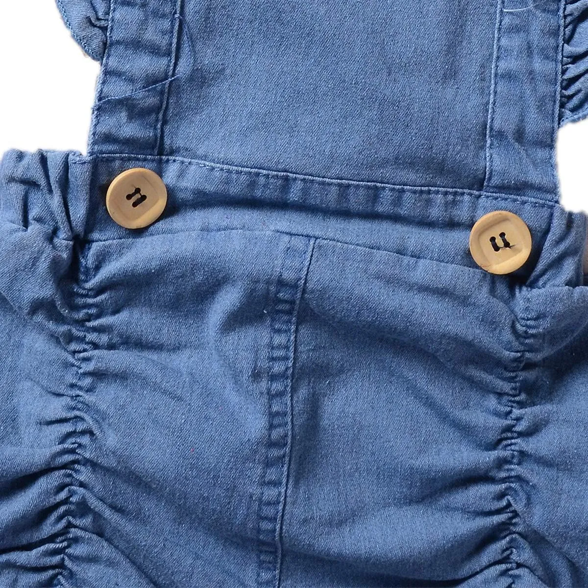 Colorful Childhood Newborn Baby Rompers Toddler Girls Denim Jumpsuits Infant Ruffles Bodysuits Folds Outfits Jean Romper
