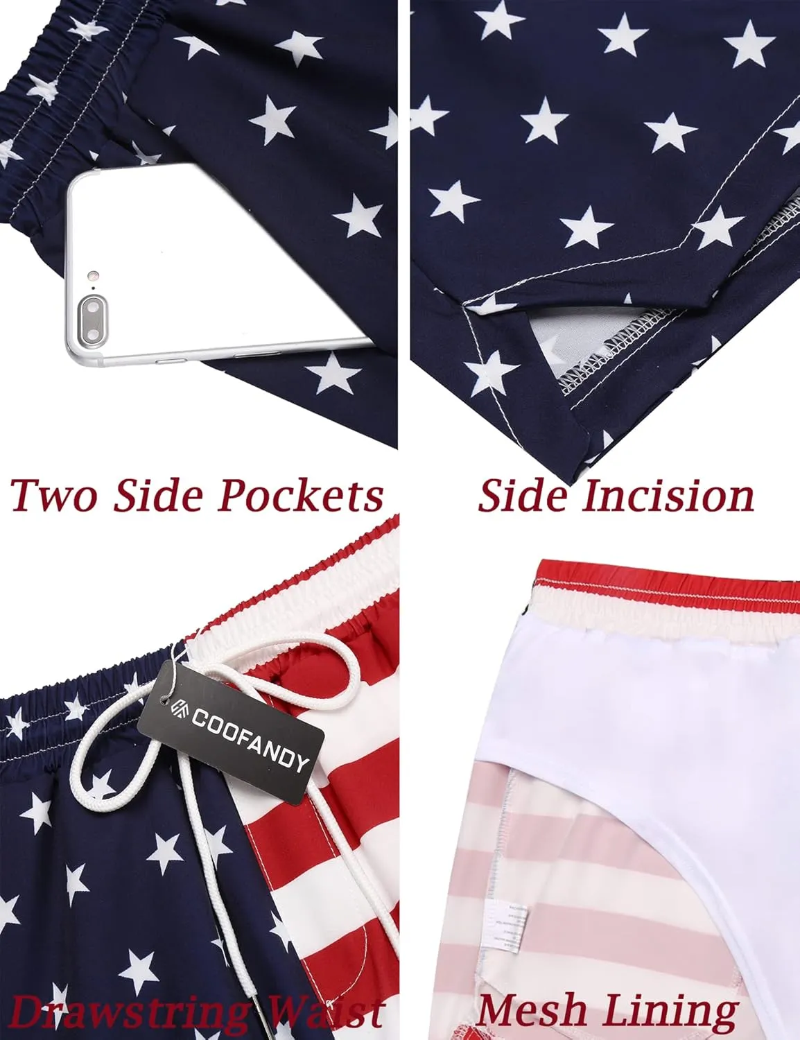 COOFANDY Men's Swim Trunks Quick Dry Board Shorts Swimsuit Swimwear Bathing Suit