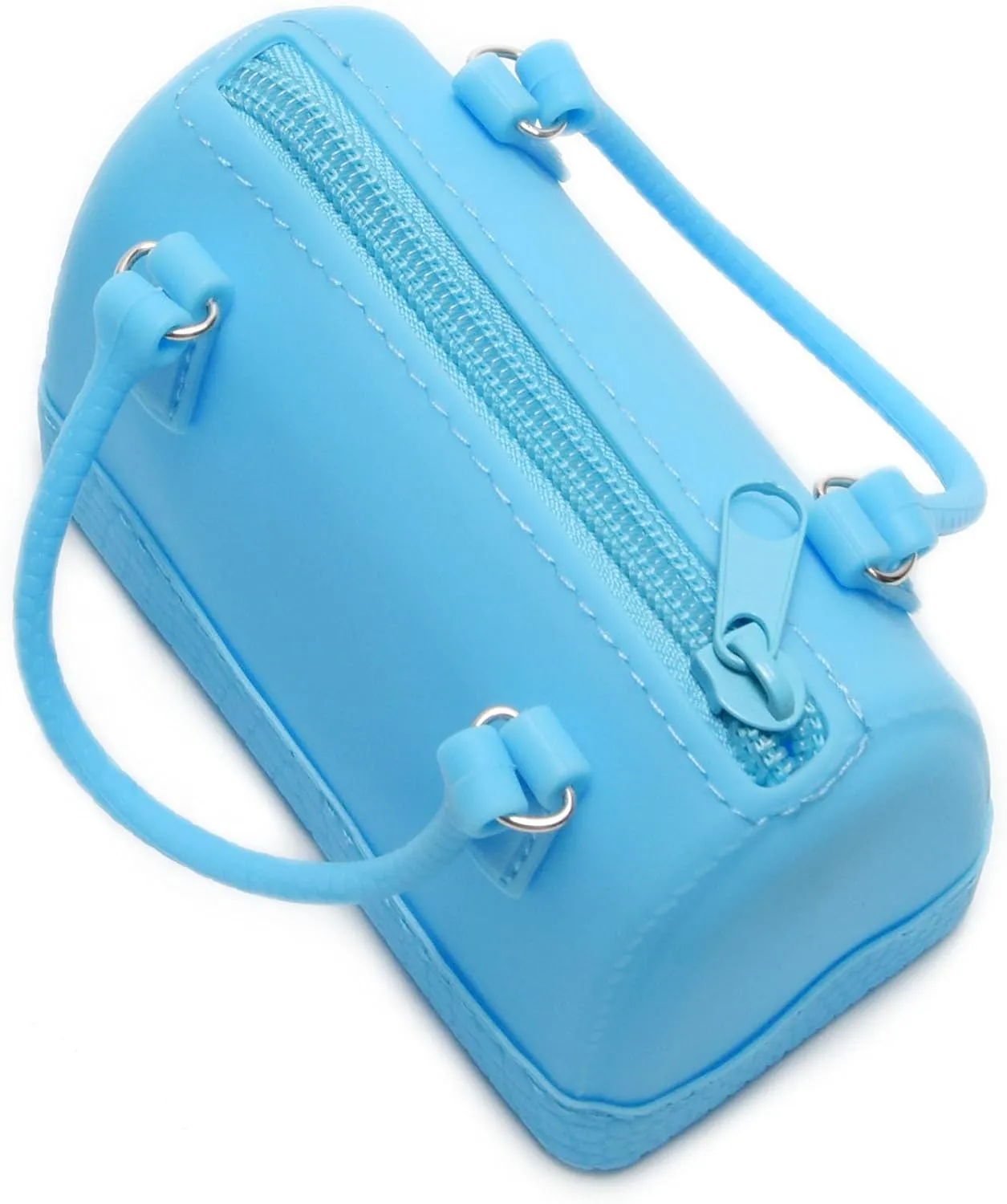 Cosmetic Organizer Bag,Key Coin Tray Change Wallet,Waterproof Silicone Coin Purse Bag Pouch Case with Zipper Pocket (Blue)