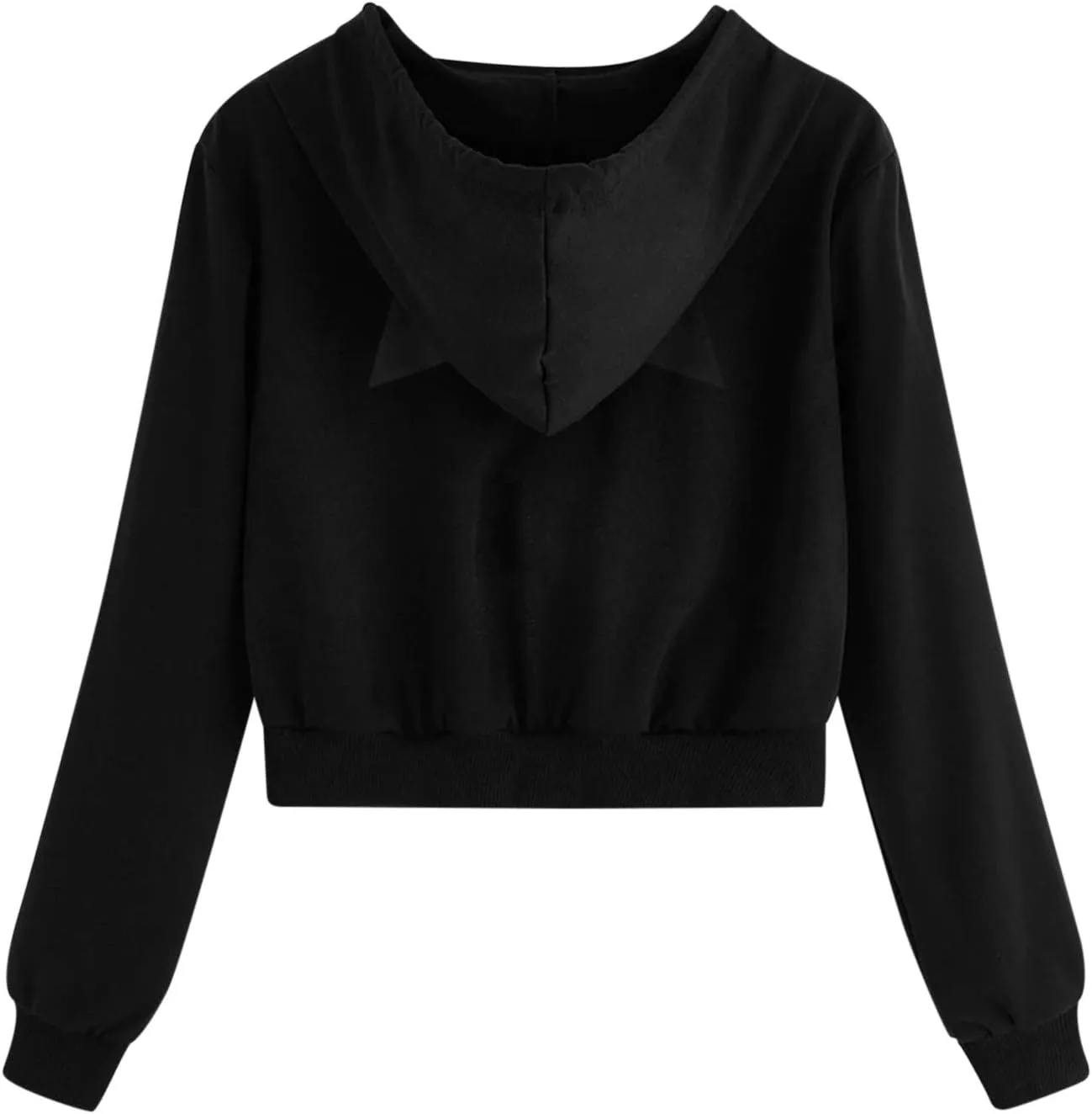 Cute Cat Ear Hoodies for Women Teen Girls Y2K Crop Tops Zip Up Long Sleeve Drawstring Hooded Jackets with Pockets