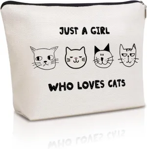 Cute Cat Makeup Bag Travel Cosmetic Zipper Pouch Funny Teen Girls Party Favor Bags Cat Lovers Themed Gifts for Women