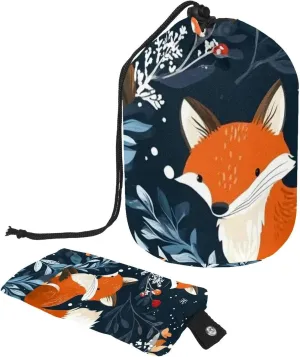 Cute Garden Fox Floral 17 Travel Cosmetic Bags Makeup Bag for Women, Foldable Drawstring Travel Cosmetic Bags, Portable Toiletry Bucket Bag