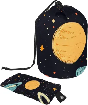 Cute Outer Space 57 Travel Cosmetic Bags Makeup Bag for Women, Foldable Drawstring Travel Cosmetic Bags, Portable Toiletry Bucket Bag