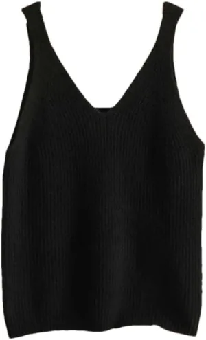 DBFBDTU Women Cashmer Camisole V-Neck And Back Round Neck Tops Tank Sleeveless Knitted Inner Wear Vest Crop