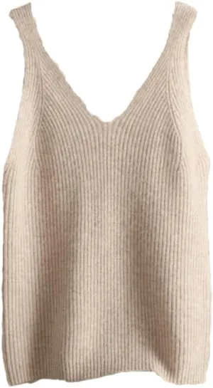 DBFBDTU Women Cashmer Camisole V-Neck And Back Round Neck Tops Tank Sleeveless Knitted Inner Wear Vest Crop