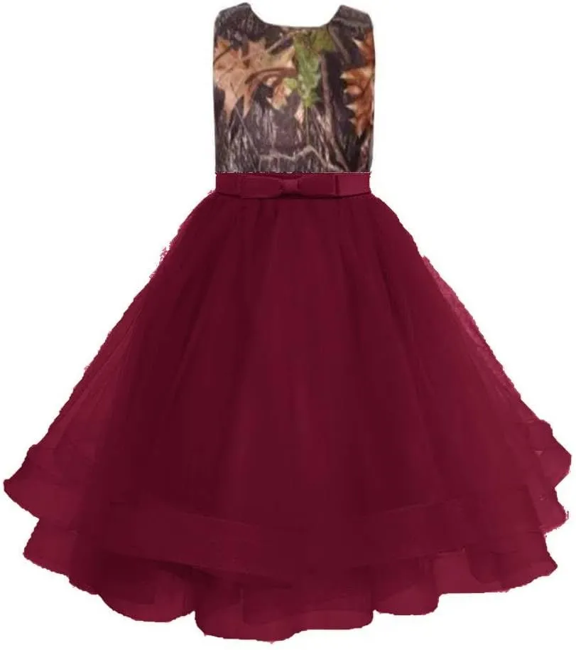 DINGZANCAMO Camo and Tulle Flower Girl Pageant Dresses Birthday Party Dance Dress
