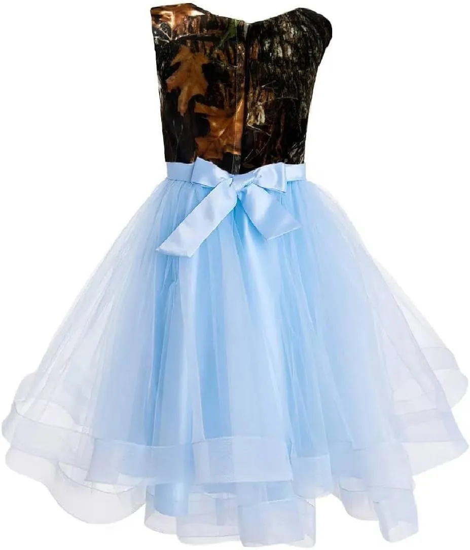 DINGZANCAMO Camo and Tulle Flower Girl Pageant Dresses Birthday Party Dance Dress