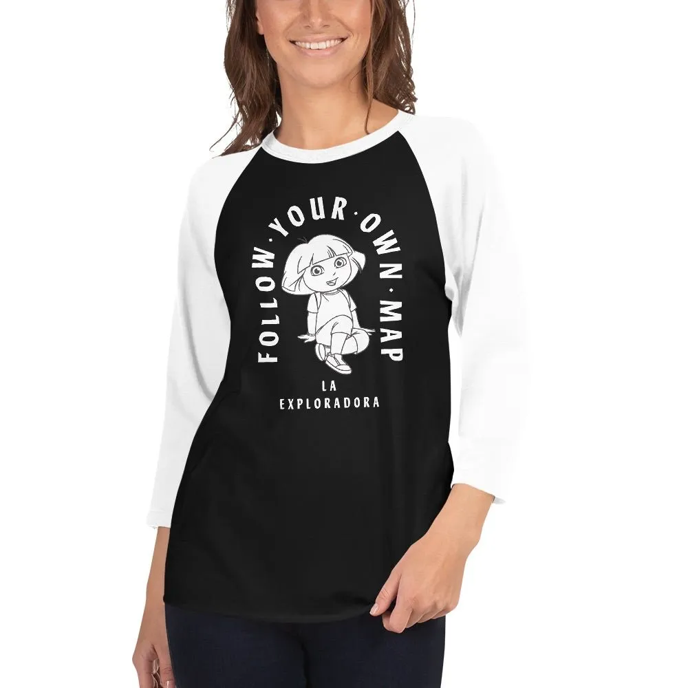 Dora the Explorer Follow Your Own Map Unisex 3/4 Sleeve Raglan Shirt