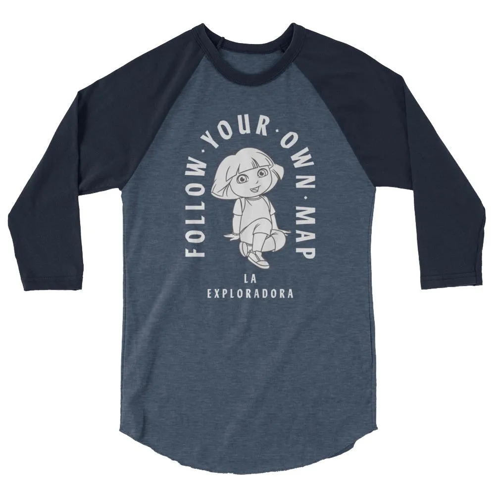 Dora the Explorer Follow Your Own Map Unisex 3/4 Sleeve Raglan Shirt