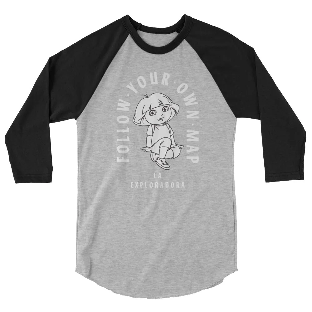 Dora the Explorer Follow Your Own Map Unisex 3/4 Sleeve Raglan Shirt