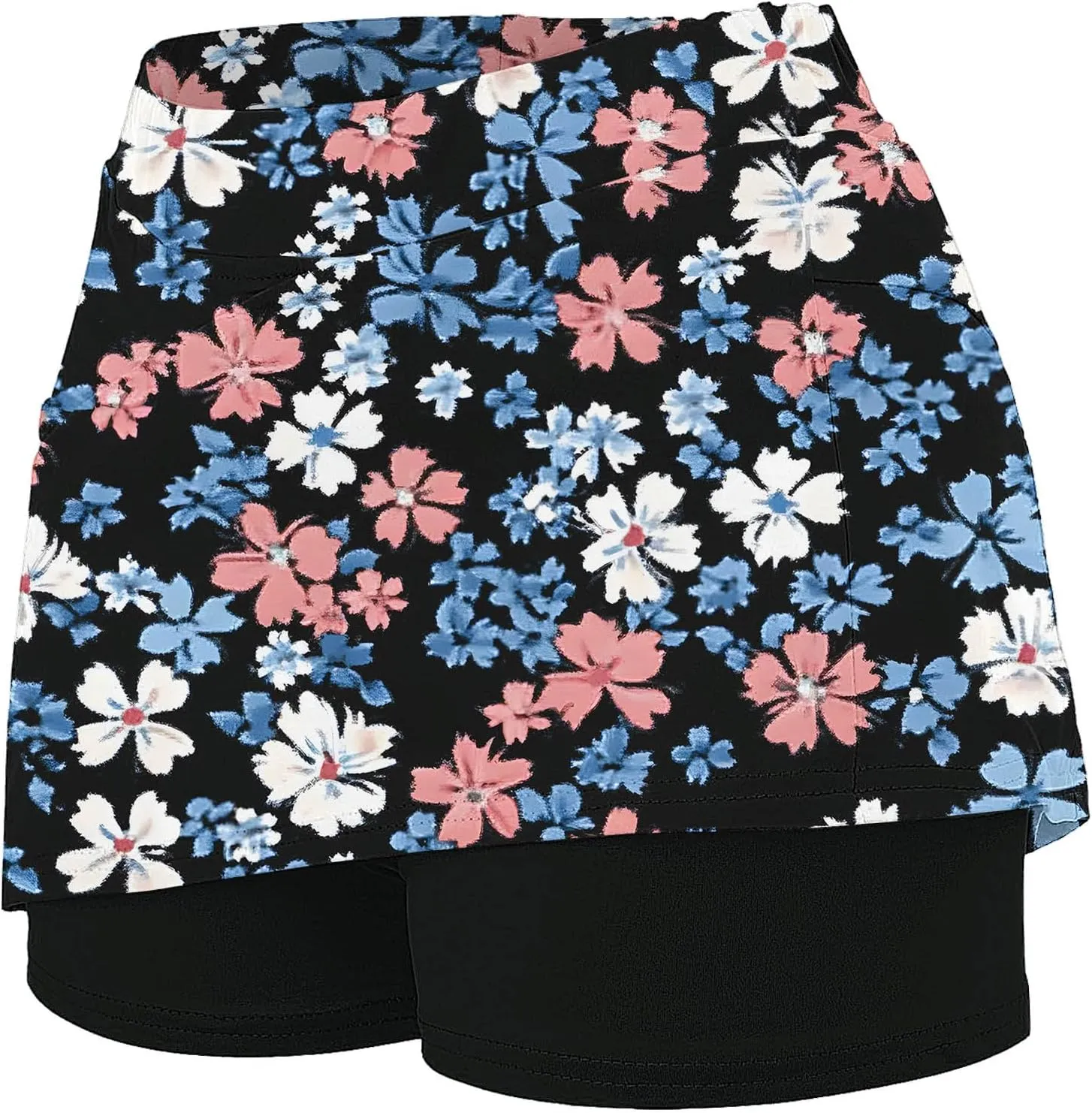 Elastic Yoga Skorts for Women Tummy Control High Waisted Athletic Tennis Golf Culottes with Pockets Plus Size Shorts