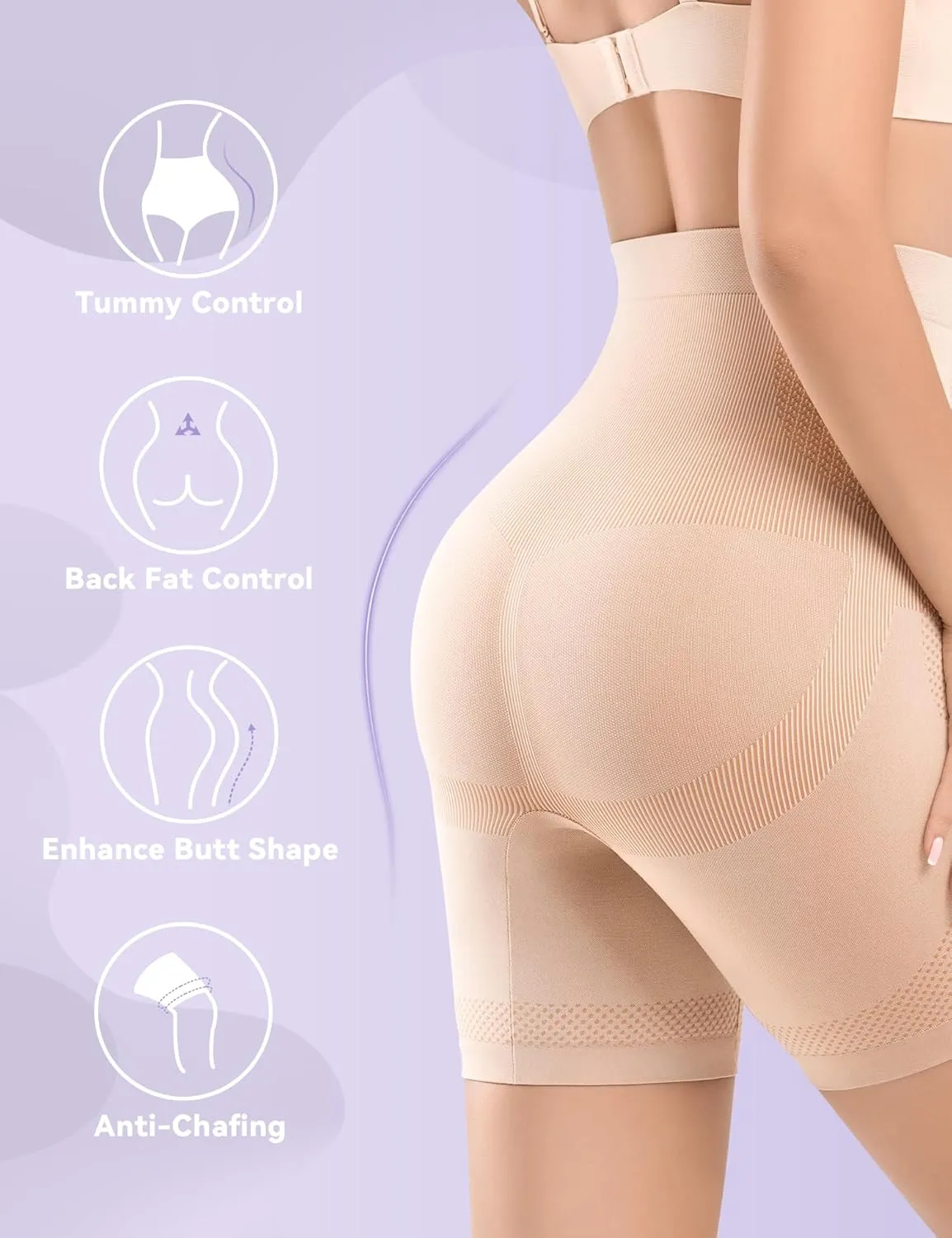 Esa Liang Women Shapewear Tummy Control High Waisted Body Shaper Shorts Girdles Thigh Slimmer
