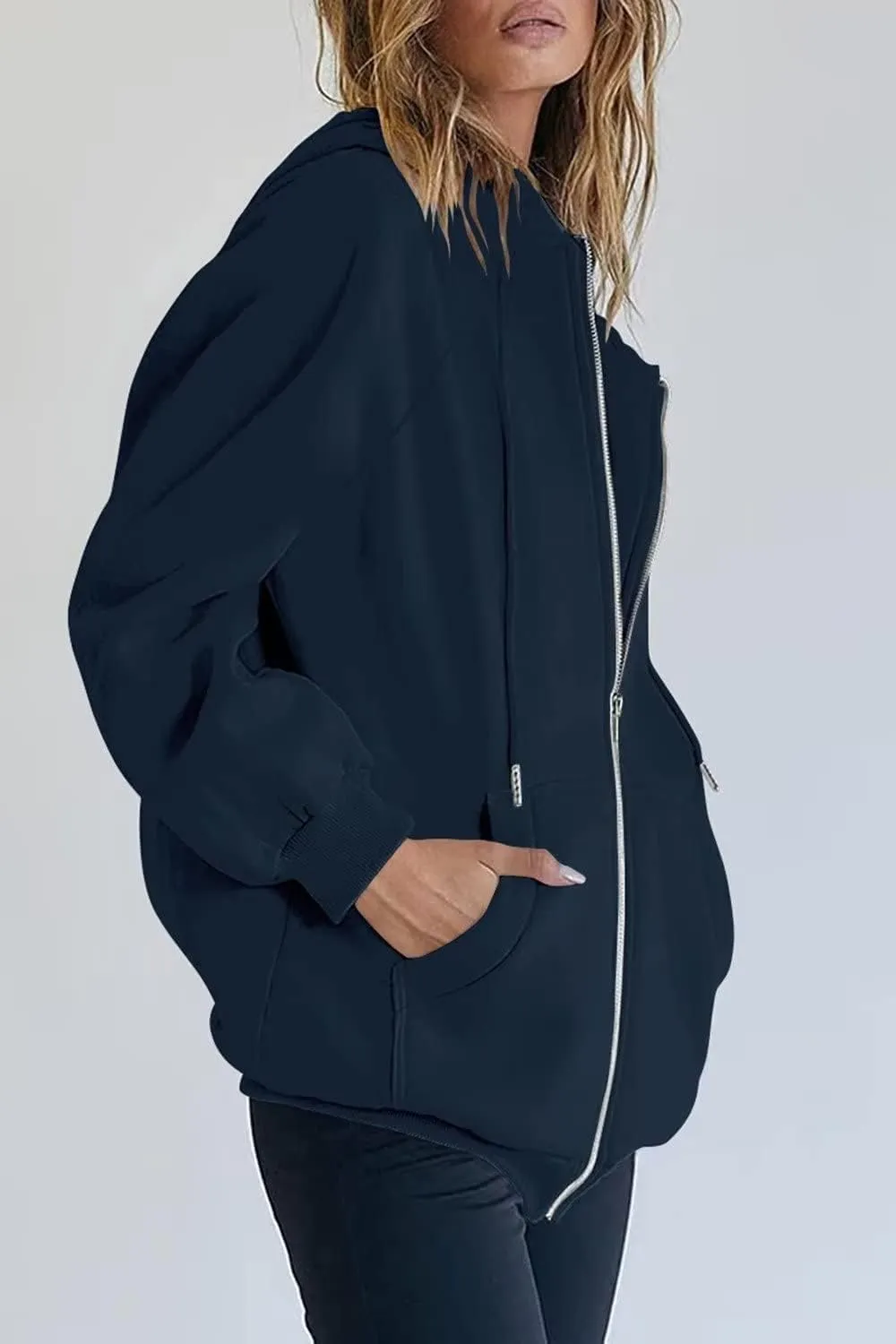 Ezbelle Women's Full Zip Up Hoodie Fall Jacket Oversized Casual Hooded Sweatshirts with Pockets