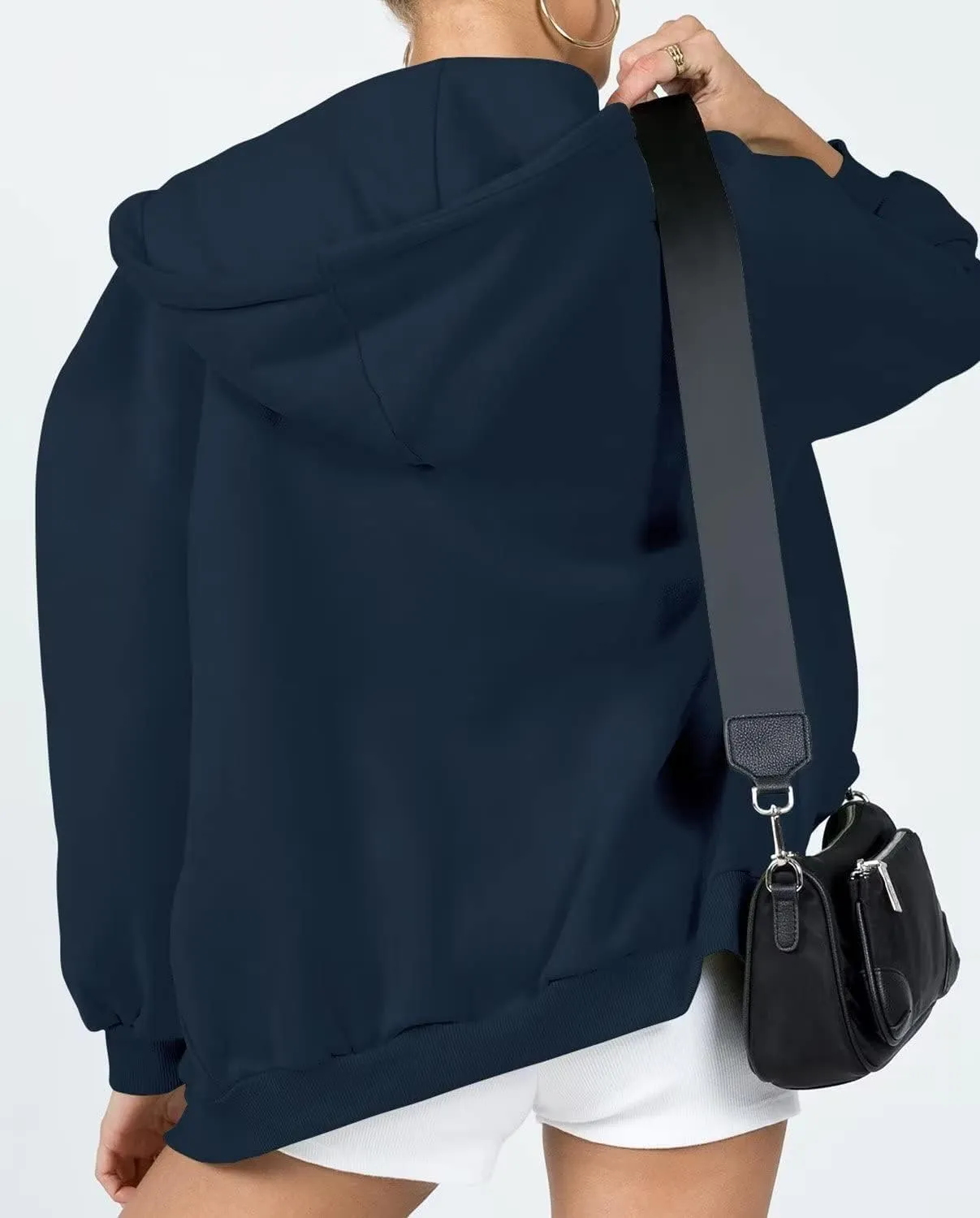 Ezbelle Women's Full Zip Up Hoodie Fall Jacket Oversized Casual Hooded Sweatshirts with Pockets