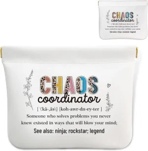 Farewell Gifts for Coworkers - Chaos Coordinator Makeup Pouch Cosmetic bags for Women, Small Travel Toiletry Bag Makeup Organizer Bag, Appreciation Gifts for Coworkers Work Besties Colleague