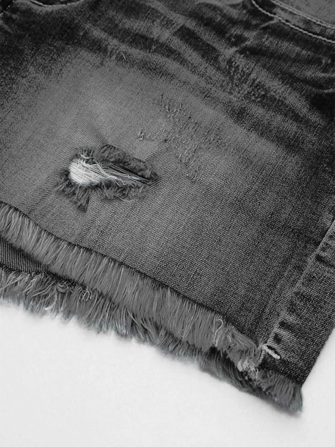 Flamingals Jean Shorts for Women Mid Waisted Stretchy Ripped Denim Shorts Raw Hem Curvy Summer Trendy