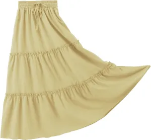 Flightbird Women's Skirt Pleated A-Line Swing Midi Skirts Long Skirts Chiffon Summer Beach Elastic High Waisted Maxi Skirts Yellow