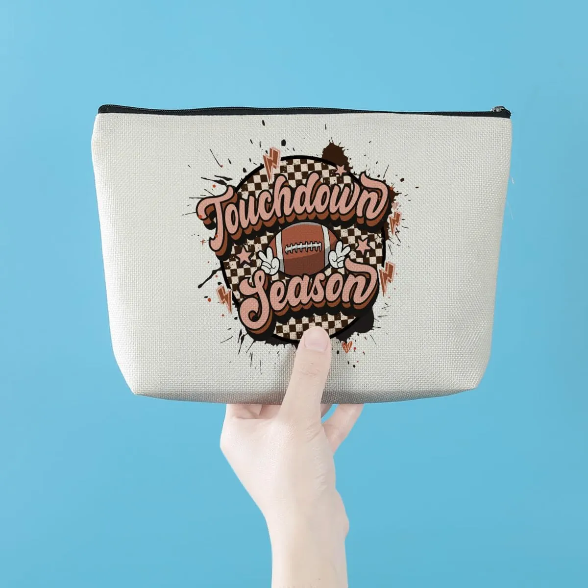Football Gifts Football Makeup Bag Football Accessories Cosmetic Bag Football Stuff for Women Girls Football Sports Lovers Coach Player Fans Friend Christmas Birthday Gifts Travel Toiletry Bag