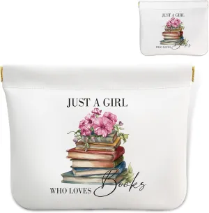 Friendship Gifts for Women - Book Lovers Leather Makeup Pouch Cosmetic Bags for Women, Small Travel Toiletry Bag Makeup Organizer Bag, Birthday Gift Ideas for Reader Literary Librarians Teacher