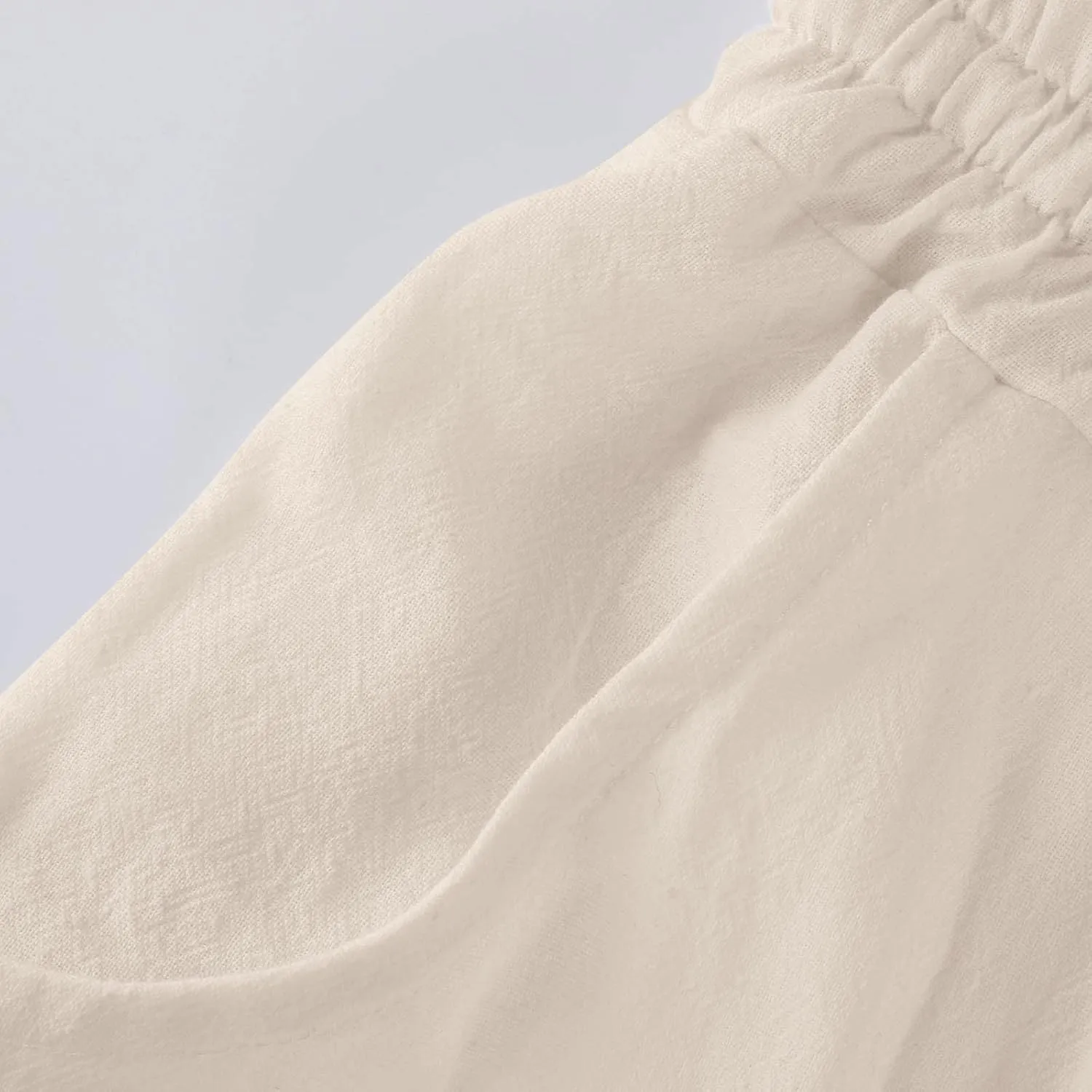 FRMUIC Women Cotton Linen Pants Summer High Waist Wide Leg Pants Drawstring Loose Trousers Casual Lounge Pants with Pocket