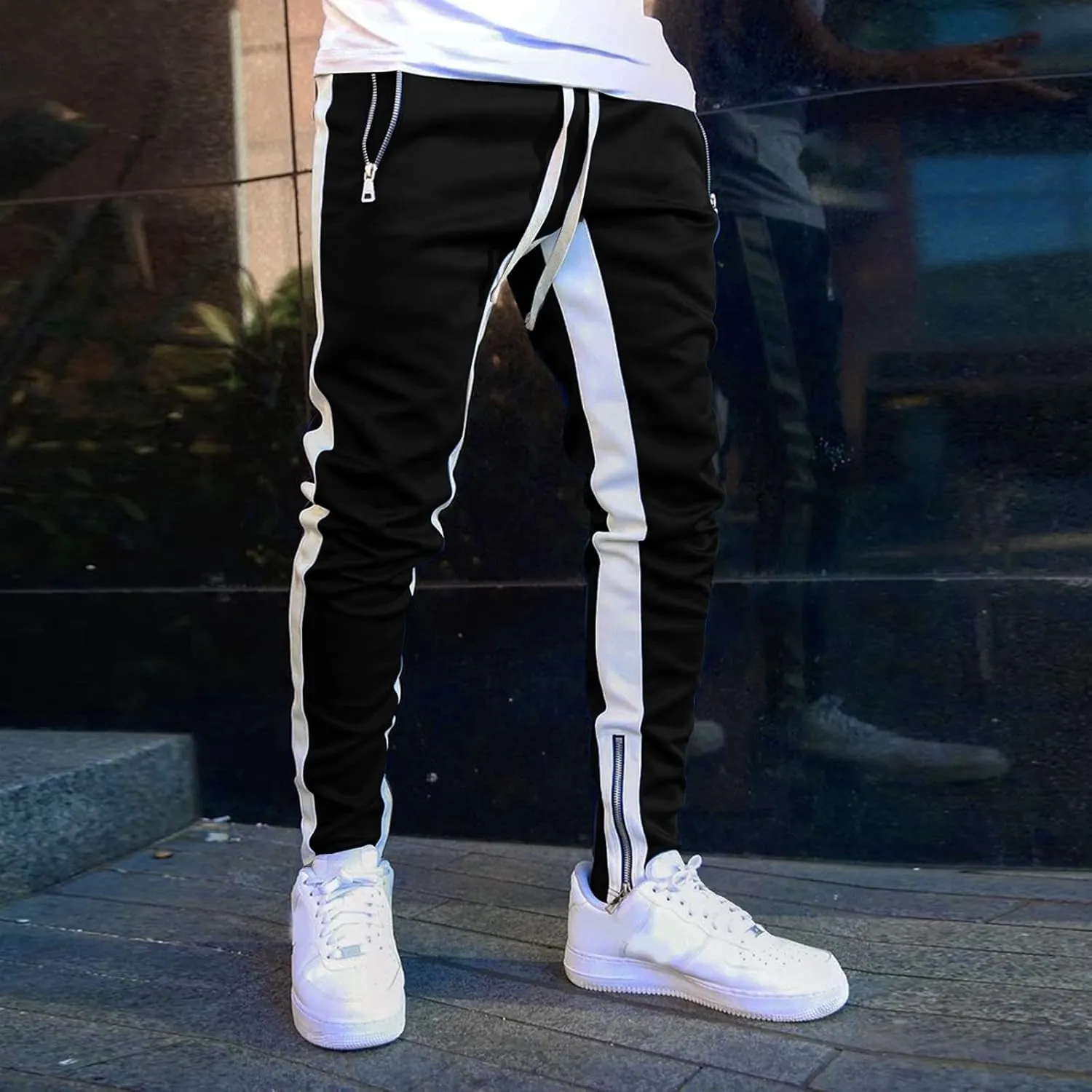GIERIDUC Men's Cargo Pants Casual Long Pants Halloween Leggings Plus Size Mens Drawstring Cargo Pants Red and Black Tracksuit