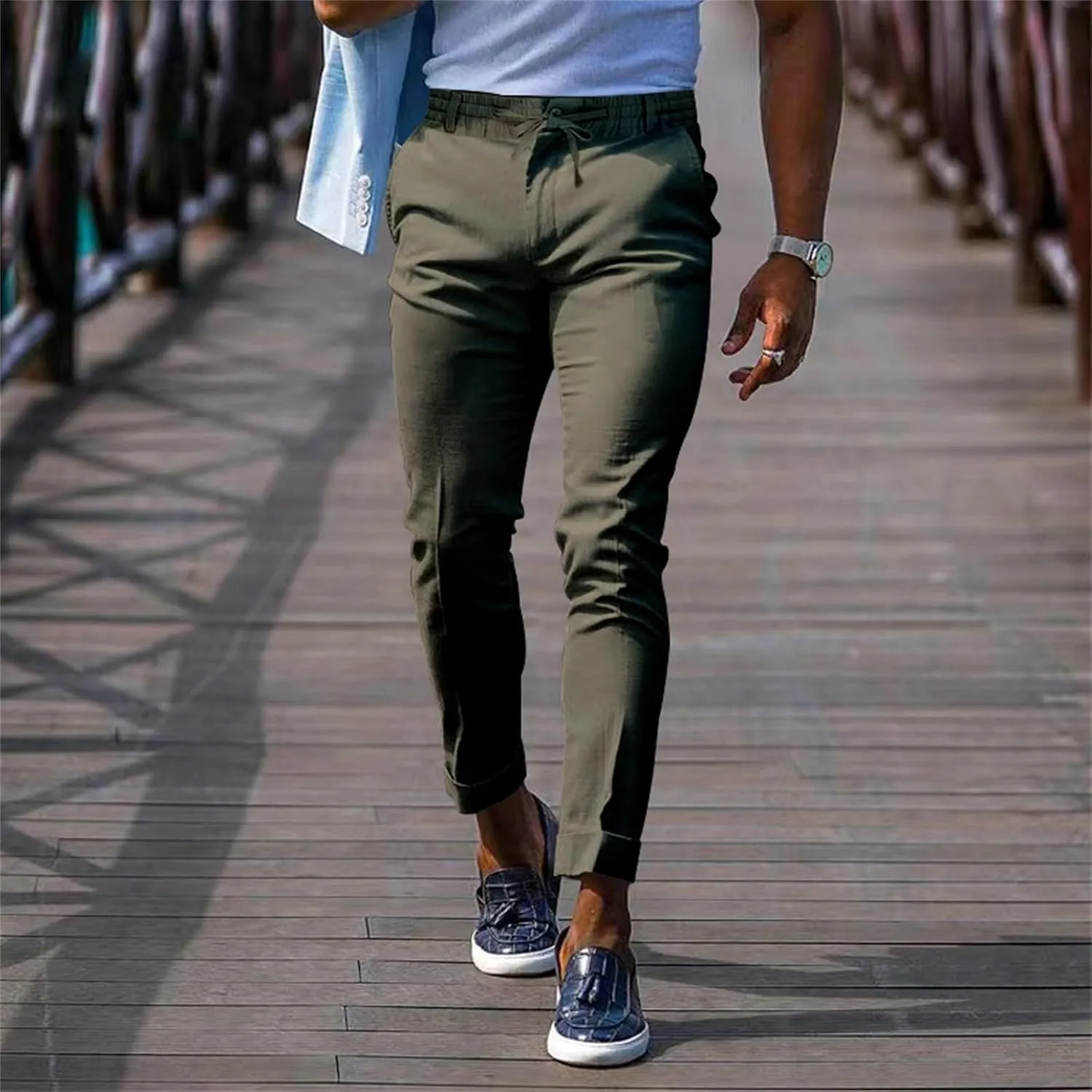 GIERIDUC Men's Drawstring Waist Cargo Pants Sweatpants Men Zipper Pockets Tactical Clothing for Men Heavyweight Joggers Mens