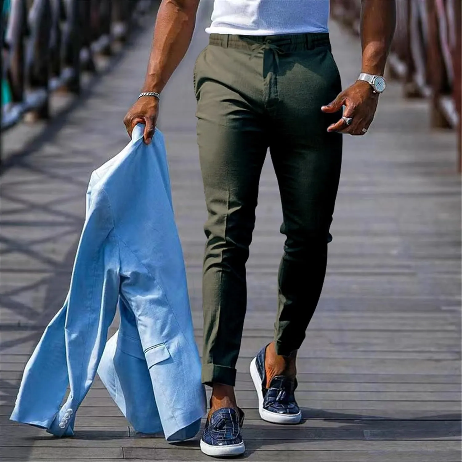 GIERIDUC Men's Drawstring Waist Cargo Pants Sweatpants Men Zipper Pockets Tactical Clothing for Men Heavyweight Joggers Mens