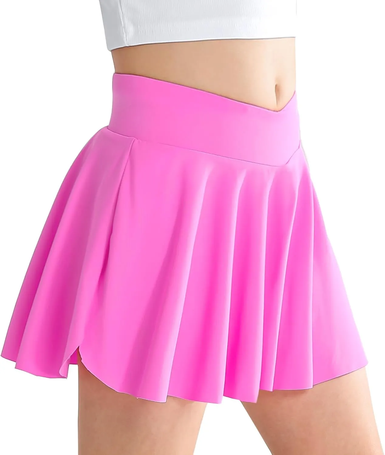Girls' Athletic 2-in-1 Flowy Cheer Dance Biker Shorts Tennis Skirt Butterfly Skorts with Pocket for Girl Size 5-14 Years
