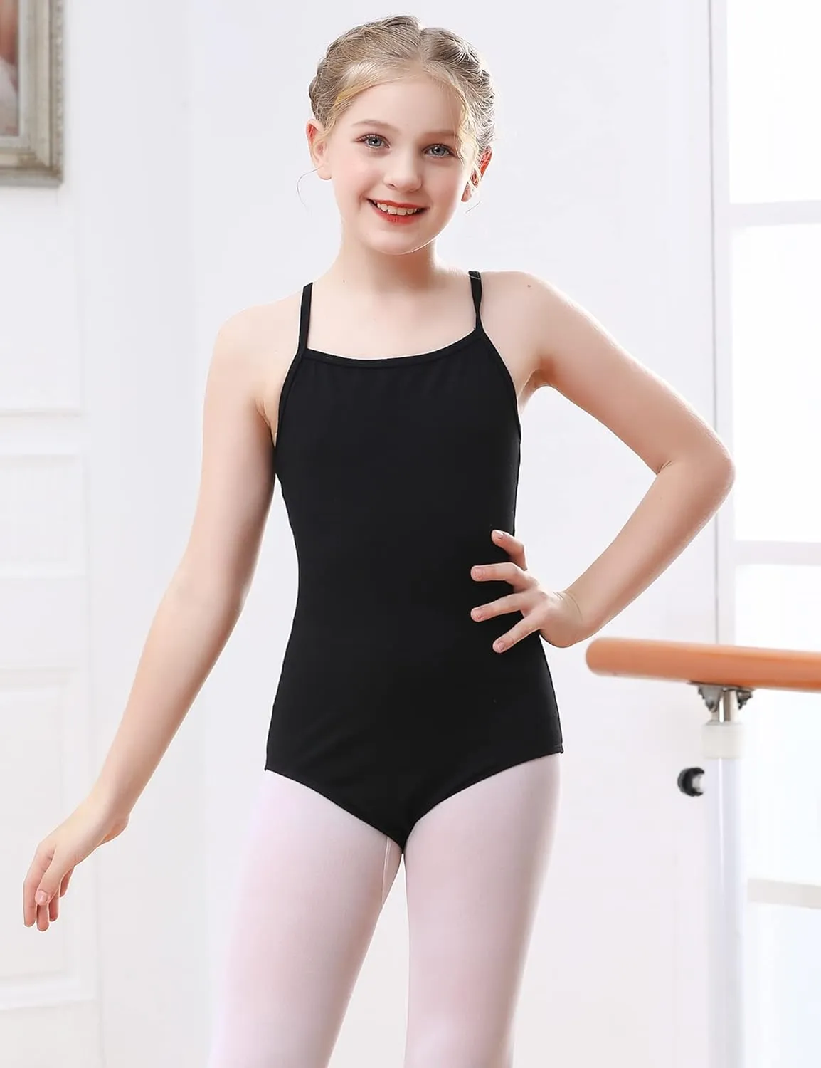 Girls Dance Camisole Leotard Pink Black Undergarment Ballet Bodysuits Dancewear for 2-10 Years Old Kids