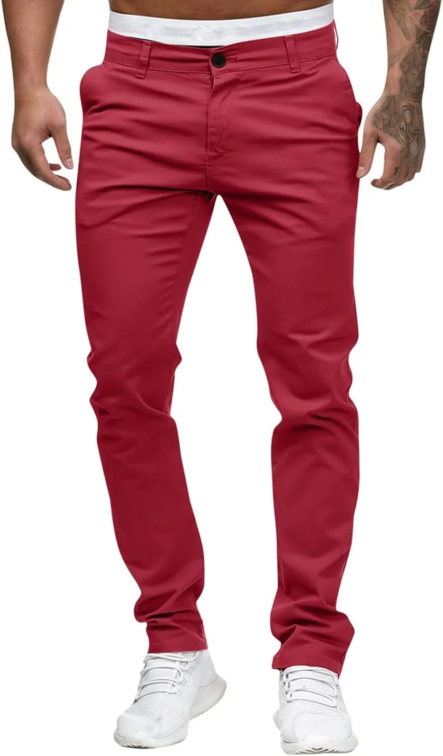 GOKKILRW Mens Slim Fit Golf Work Pants Flat-Front Stretch Chino Pants Casual Skinny Dress Pants Tapered Hiking Travel Pants