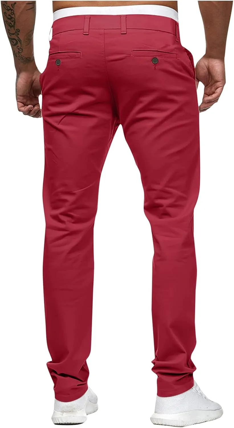GOKKILRW Mens Slim Fit Golf Work Pants Flat-Front Stretch Chino Pants Casual Skinny Dress Pants Tapered Hiking Travel Pants
